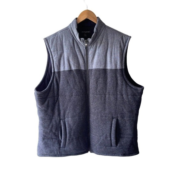 𝅺banana Republic Size XXL Blue Color Block Quilted Zip Up Vest